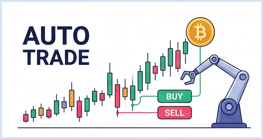 Automated buy and sell execution on a rising candlestick chart